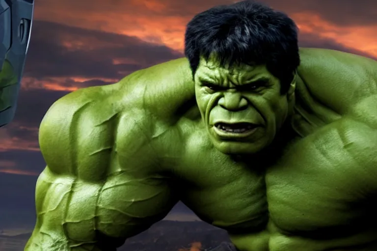 Image similar to film still of Lou Ferrigno as hulk in avengers infinity war, 4k