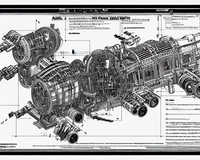 Image similar to a full page of a mechanical blueprint showing a simple cutaway design for a mechanized wolf from howl's moving castle ( 2 0 0 4 ), with people inside piloting it, muted colors, post grunge, studio ghibli, hq