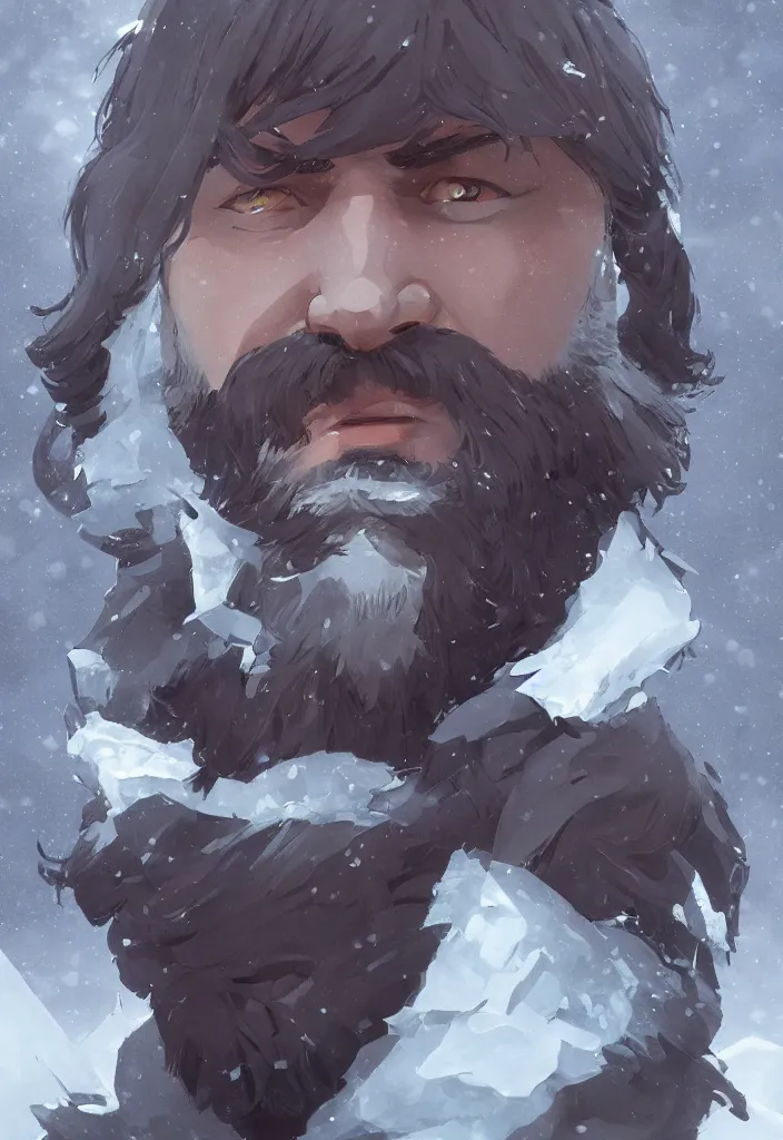 Prompt: a beard made of ice and snow, concept art in style of Greg Rutkowski, ultracrisp, high contrast lighting, John Singer Sargant, ilya kuvshinov, painted by Frank Frazetta, trending on artstation!!