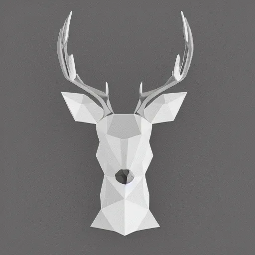 Prompt: a calming image of a deer. deer portrait. low poly. symmetric. stunning. trending on artstation