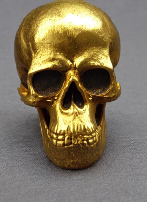 Prompt: ornate gold skull realistic 3 d covered in jewels antique