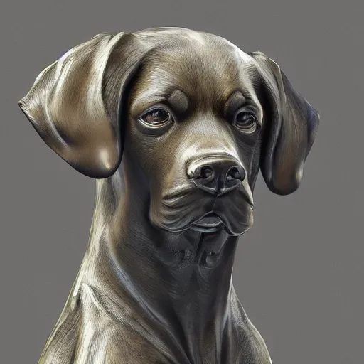 Prompt: photorealistic dog statue with paint pour texture, hd wallpaper, behance