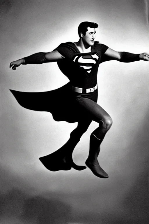 Image similar to rock hudson playing superman in, superhero, dynamic, 3 5 mm lens, heroic, studio lighting