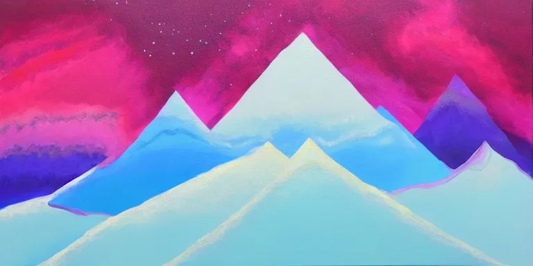 Image similar to a beautiful abstract acrylic painting of geometric mountain tops made of nebula by viktoria lapteva