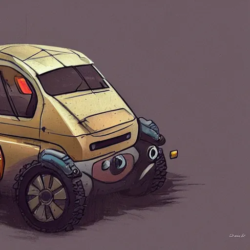 Image similar to 2d concept art of small vehicle by Dawid Michalczyk