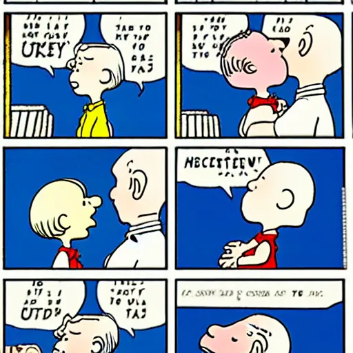 Image similar to a cartoon of joe biden as lucy pulling away the nuclear football before trump as charlie brown can kick it, cartoon in the style of peanuts by charles schulz