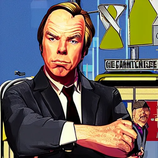 Image similar to Michael McKean aka Chuck McGill from Better Call Saul as a GTA character portrait, Grand Theft Auto, GTA cover art