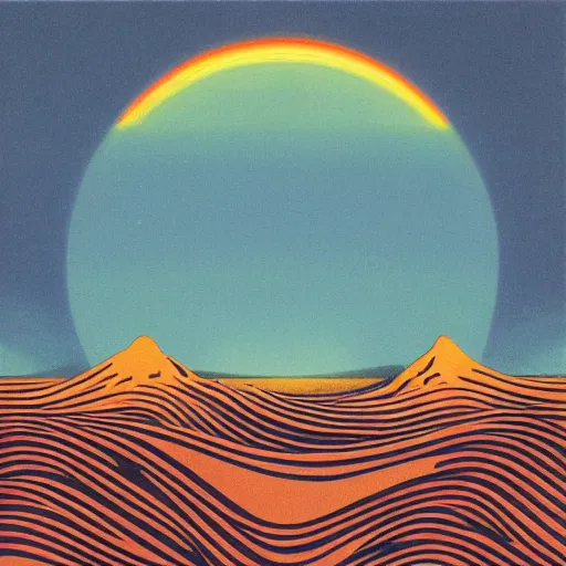 Prompt: 1980s prog rock album cover design of a waves crashing on the shore of a beautiful psychedelic planet —width 1024 —height 1024