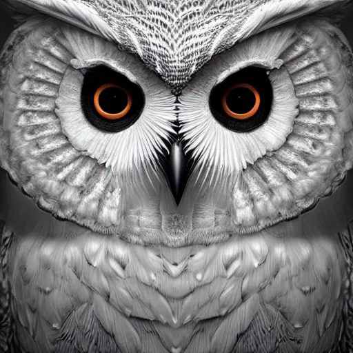 Prompt: magic owl, portrait, hyperrealistic, symmetry, octane render, detailed, hdr