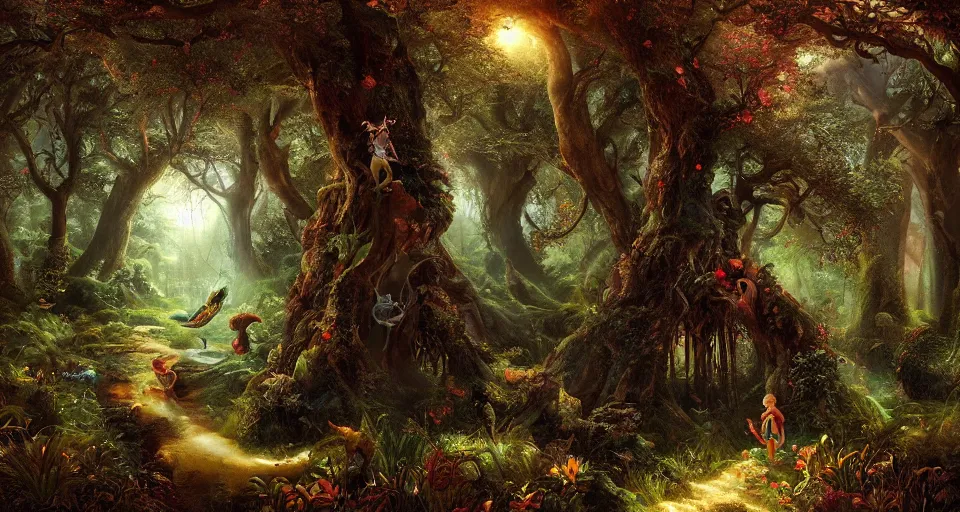 Prompt: Enchanted and magic forest, by André François