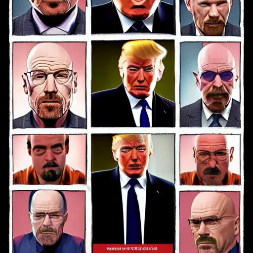 Image similar to Donald Trump as Walter White, Breaking Bad, high quality, 4k, high detail, drama,