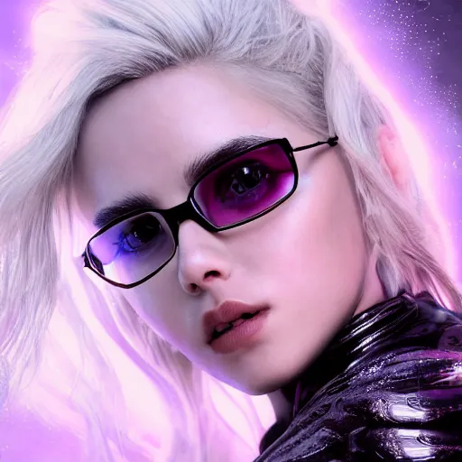 Prompt: a beautiful + blonde + dragon queen + white hair + cool black glasses + holding pistol + tights + ana de armas + black pink, floating under the deep dream water, beautiful smooth soft light + white petal, oil paint, cinematic lighting, octane render, unreal engine 5, closeup, 4 k, highly detailed, instagram,