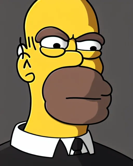 Image similar to portrait of homer simpson, artstation, trending, smooth, focus, art by matt greoning, wes archer