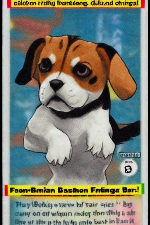 Image similar to pokemon trading card of a beagle