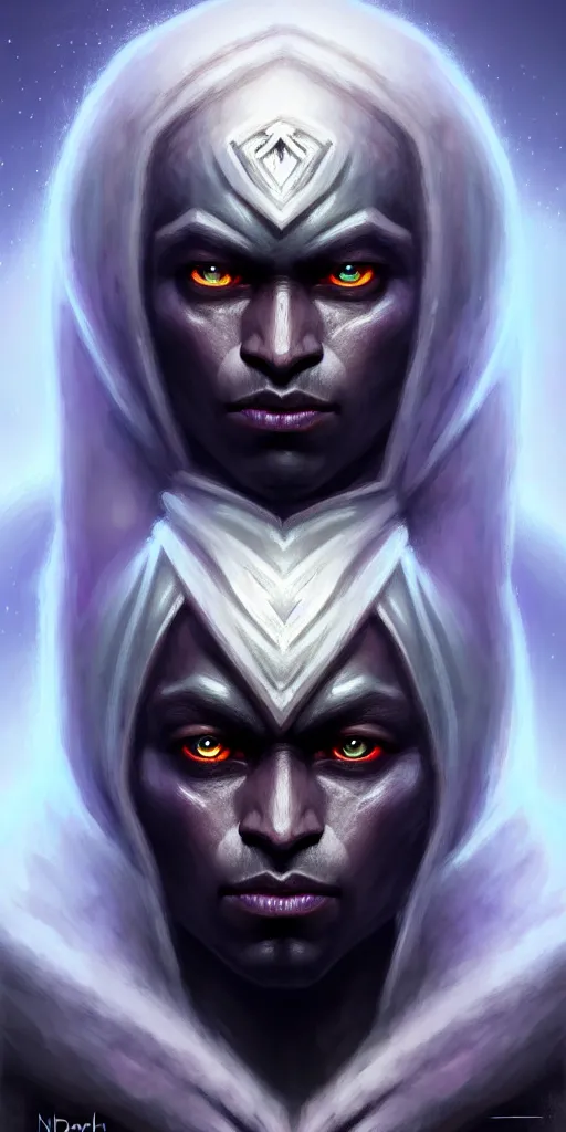 Prompt: ( hyperrealistic portrait of a drow in an armor full of runes, the background is decorated with the universe ) by noah bradley, photorealistic, dynamic lighting, very detailed faces, trending on artstation, wallpaper, dream, 4 k, award winning, lovely pastel colors, ethereal, elegant