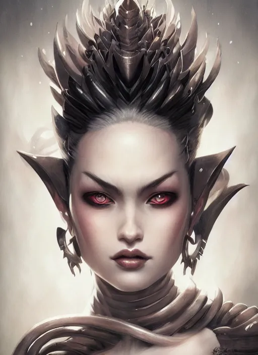 Image similar to a detailed face portrait of the queen of blades, line art, beautiful face, by yusuke murata, by hiroya oku, by tom bagshaw, trending on artstation