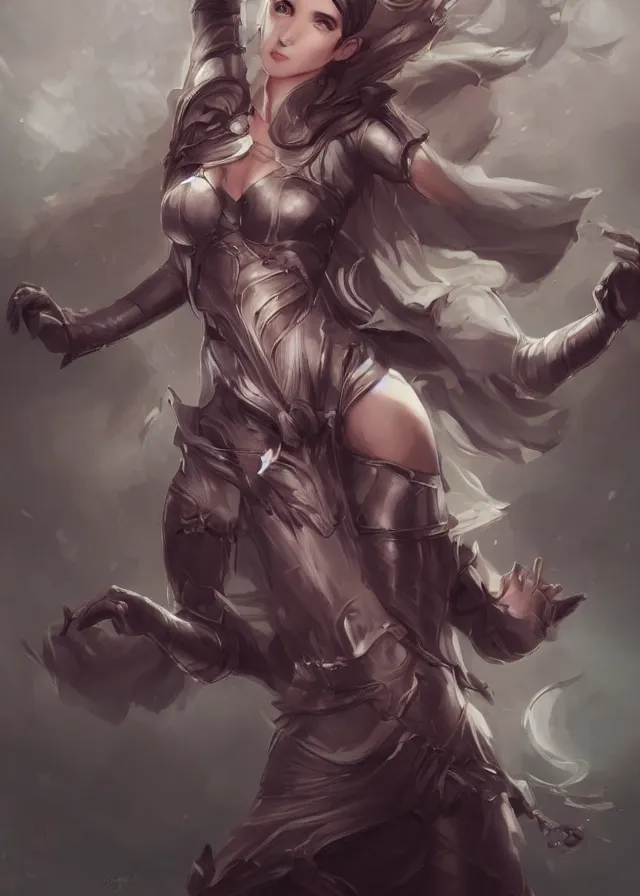 Image similar to a noble knight women raise her hand to summon her raccoon spirit above her, by artgerm, charlie bowater, featured on artstation