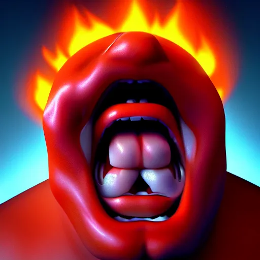 Image similar to portrait of john candy screaming in pain, metaverse on fire, octane render, trending on artstation