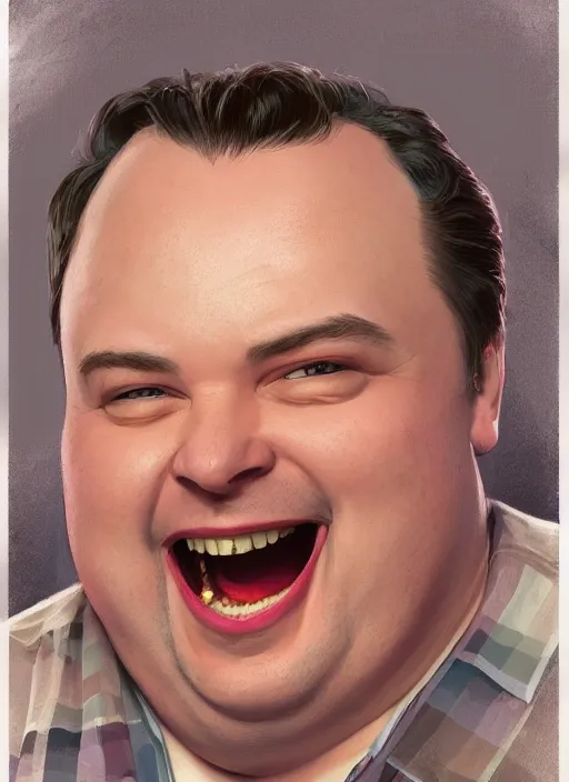 Prompt: portrait of laughing Rich Evans from Red Letter Media, highly detailed, centered, solid color background, digital painting, artstation, concept art, smooth, sharp focus, illustration, artgerm, donato giancola, Joseph Christian Leyendecker, Les Edwards, Ed Repka, WLOP