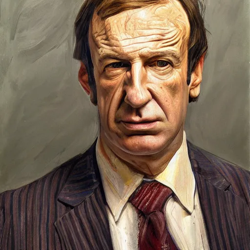 Prompt: high quality high detail painting by lucian freud, hd, portrait of saul goodman