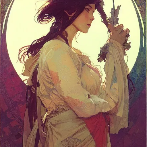 Image similar to Krenz Cushart, Greg Rutkowski, Alphonse Mucha