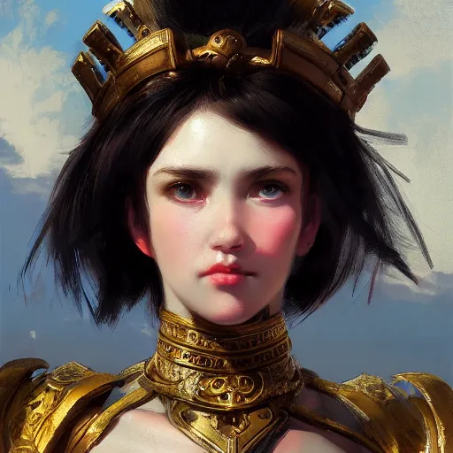 Image similar to close - up portrait of an ancient roman character in ornate armor, by ilya kuvshinov, by thomas lawrence, by bayard wu, trending on artstation, masterpiece