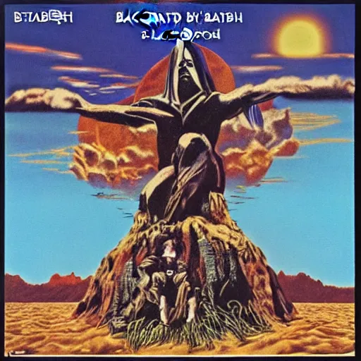 Image similar to black sabbath album cover in the syle of the beach boys, album cover