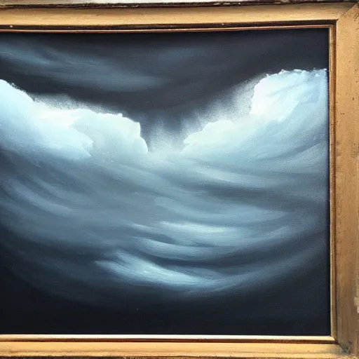 Prompt: “a big storm is coming oil on canvas”