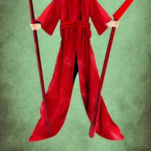 Image similar to an image of a 7 foot tall zombie lord in red robes holding a scythe