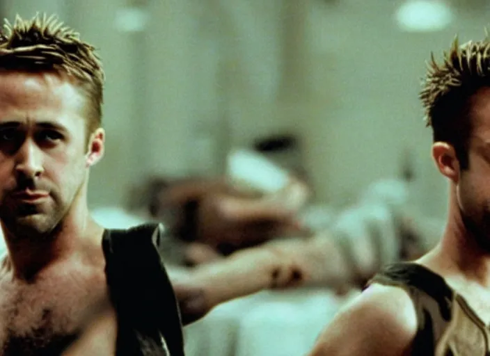 Image similar to film still of Ryan Gosling as Tyler Durden in Fight Club 1999