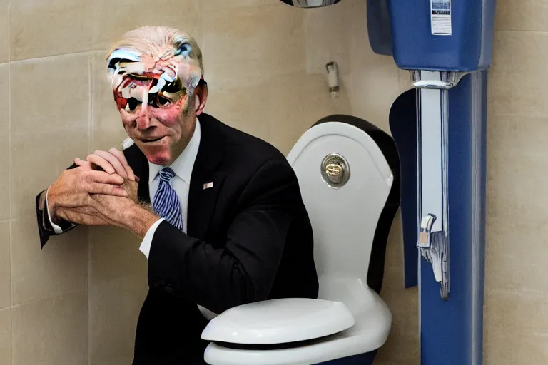 Image similar to joe biden sitting on a urinal