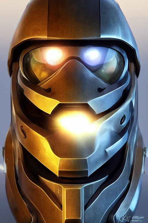 Image similar to robot ninja mask helmet halo master chief radiating a glowing aura global illumination ray tracing hdr fanart arstation by ian pesty and katarzyna da „ bek - chmiel