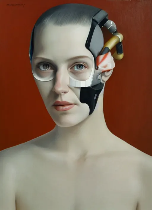 Image similar to a portrait of a cyborg in a scenic environment by mary jane ansell