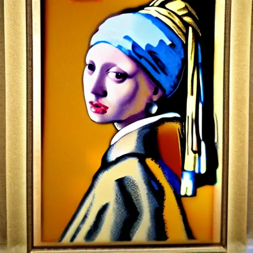 Image similar to donald trump painted like girl with a pearl earring