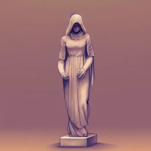 Image similar to “Marble statue of Mikasa Ackerman where she is feeling lost and distressed, Artstation, Deviantart, Mappa, Overlord, Greek museum style marble statue”