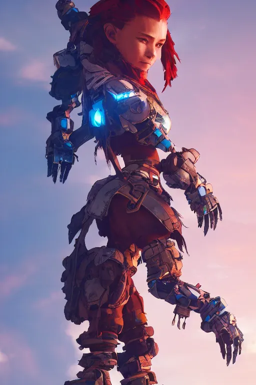 Image similar to combination suit armor aloy horizon forbidden west horizon zero dawn robot ninja mask helmet backpack tribal, aesthetic octane render, 8 k hd resolution, by ilya kuvshinov and cushart krentz and gilleard james radiating a glowing aura cgi rtx 2 0 2 2