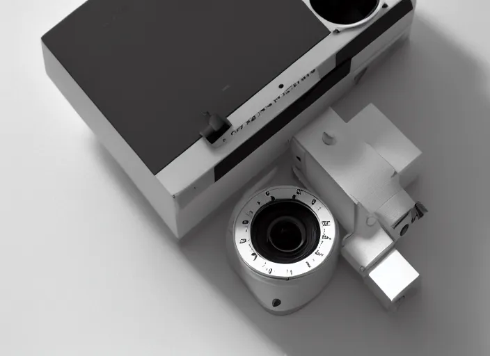 Image similar to orthographic painting by Hiroshi Yoshida of minimalist rangefinder camera designed by Dieter Rams, Naoto Fukasawa, designed by Apple, highly detailed, minimalism, front view, painting by Hirishi Yoshida