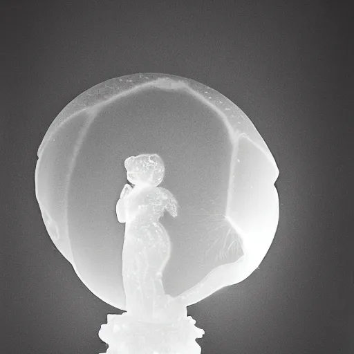 Prompt: B&W 35mm award winning photo - Ice Sculpture of Venus - Light from behind