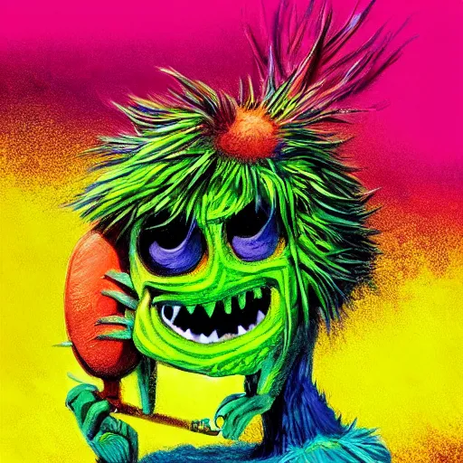 Image similar to a tennis ball monsters, colorful, digital art, fantasy, magic, chalk, trending on artstation, ultra detailed, professional illustration by basil gogos