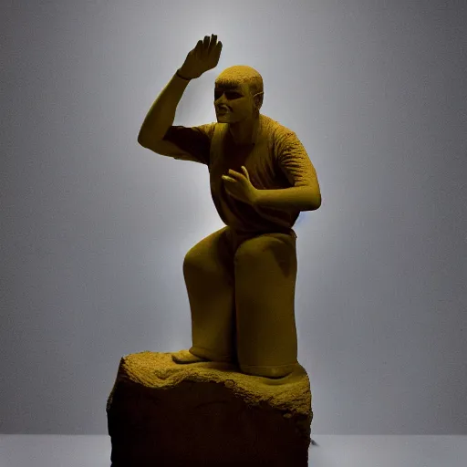 Prompt: clay statue representing wrath, dramatic lighting, rimlight