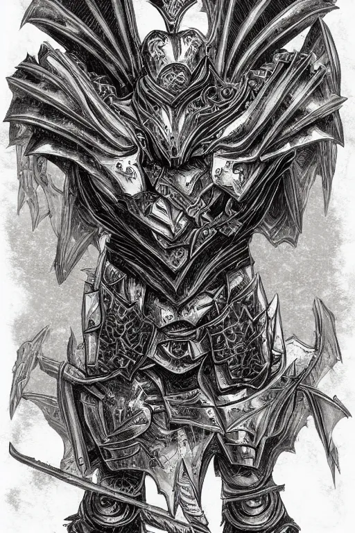 Image similar to armoured warrior, symmetrical, highly detailed, digital art, thorn themed armour, sharp focus, trending on art station, kentaro miura manga art style