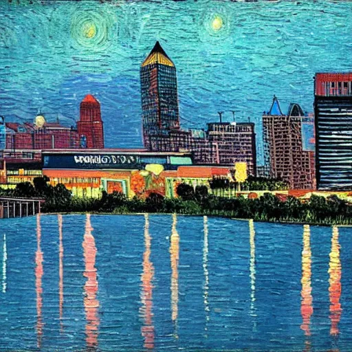 Image similar to downtown Tampa skyline by Van Gogh