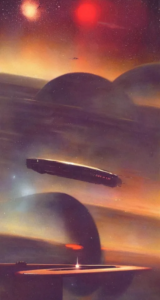 Prompt: masterpiece book cover illustration by the great famous sci - fi artist john harris.