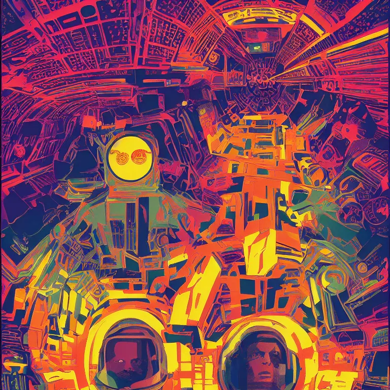 Image similar to A psychedelic poster of 2001: A Space Odyssey by Wes Wilson