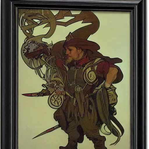 Image similar to skaven hero by alphonse mucha