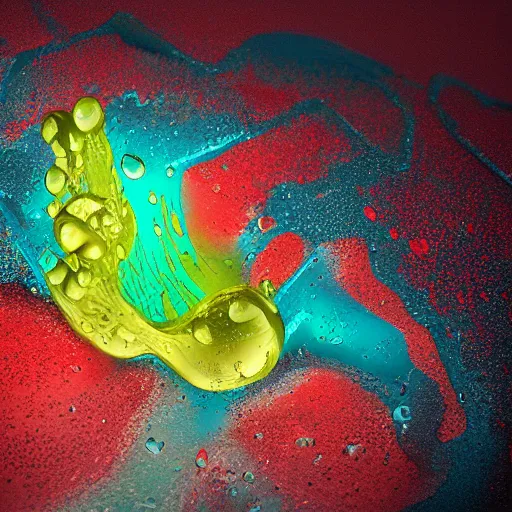 Prompt: a raindrop falling into a lake full of water, digital art of alberto seveso