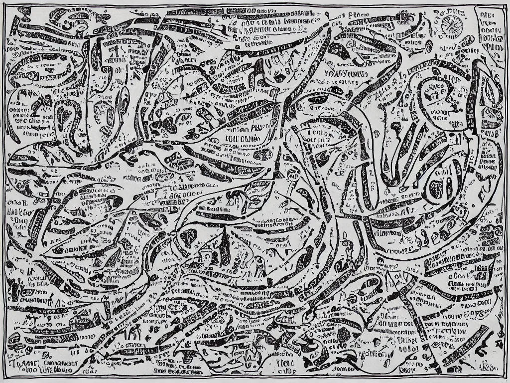 Prompt: South Carolina cave map full of old runic glyphs, Ink drawing, fine point pen