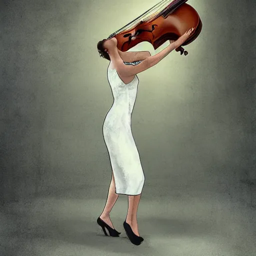 Image similar to girl with the body as cello by rutkowski