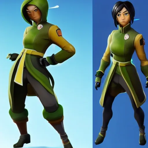 Image similar to toph beifong in fortnite, character render, full body shot, highly detailed, in game render