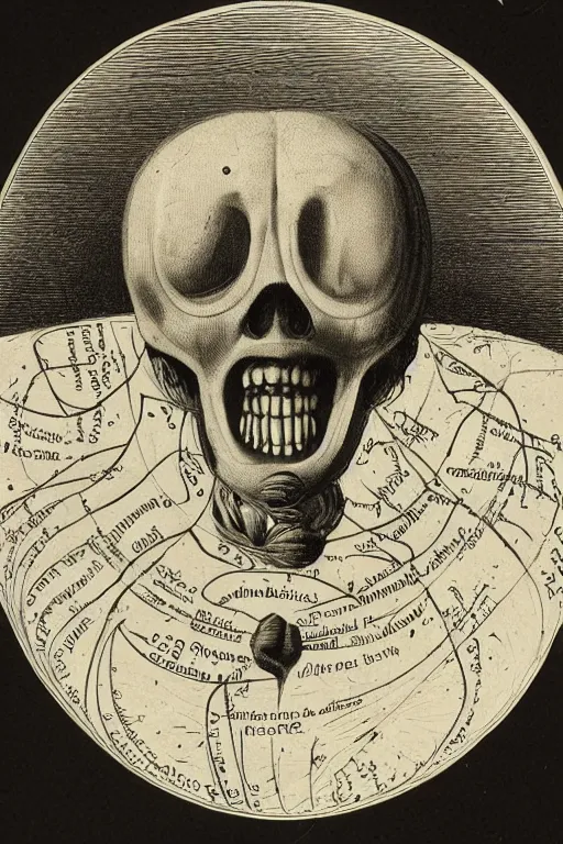 Prompt: 1 9 th century scientific plate illustration of clicker - from - the - last - of - us